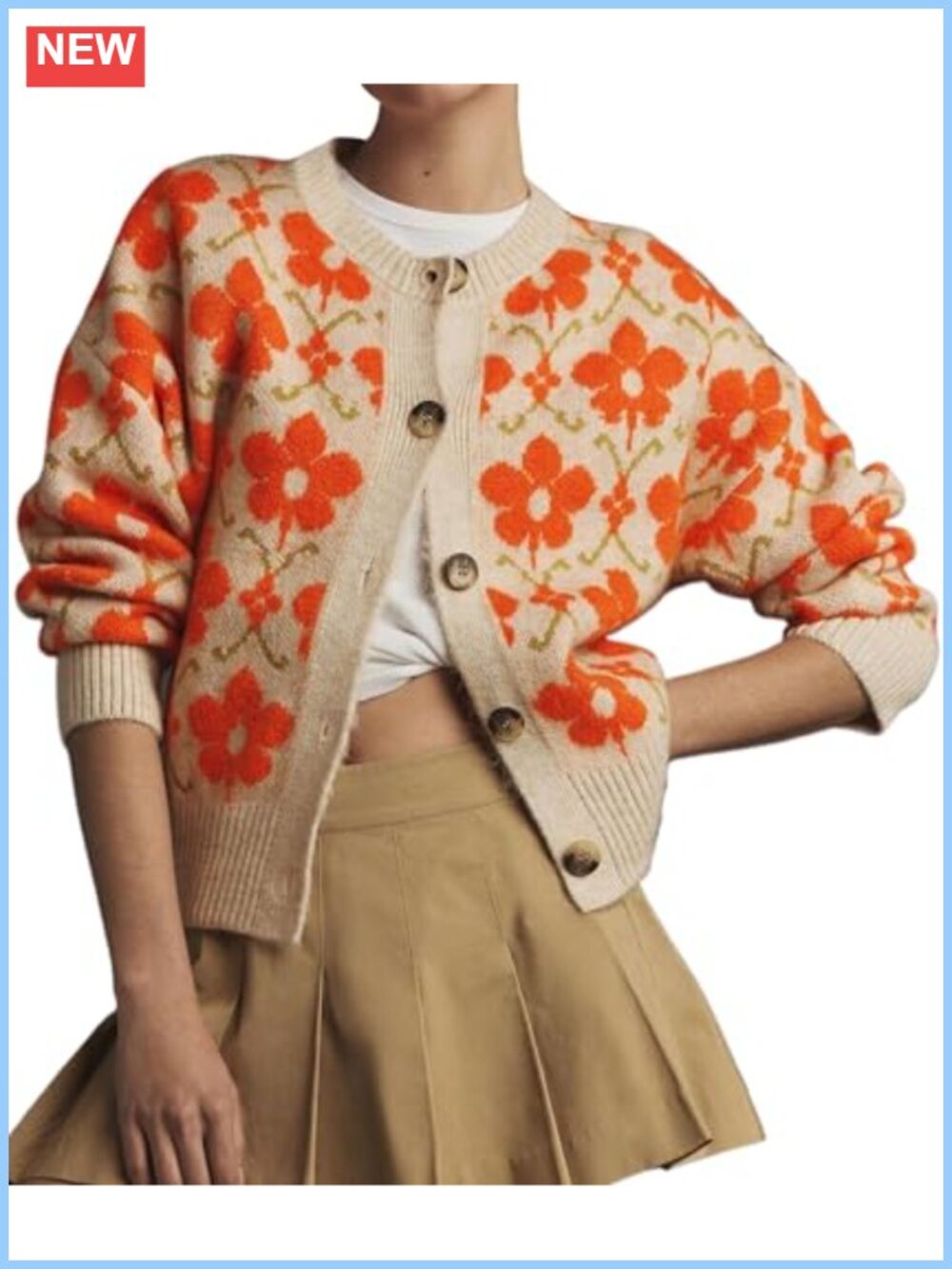 Womens Floral Cardigan Sweater Button Up Lightweight Knit Fall